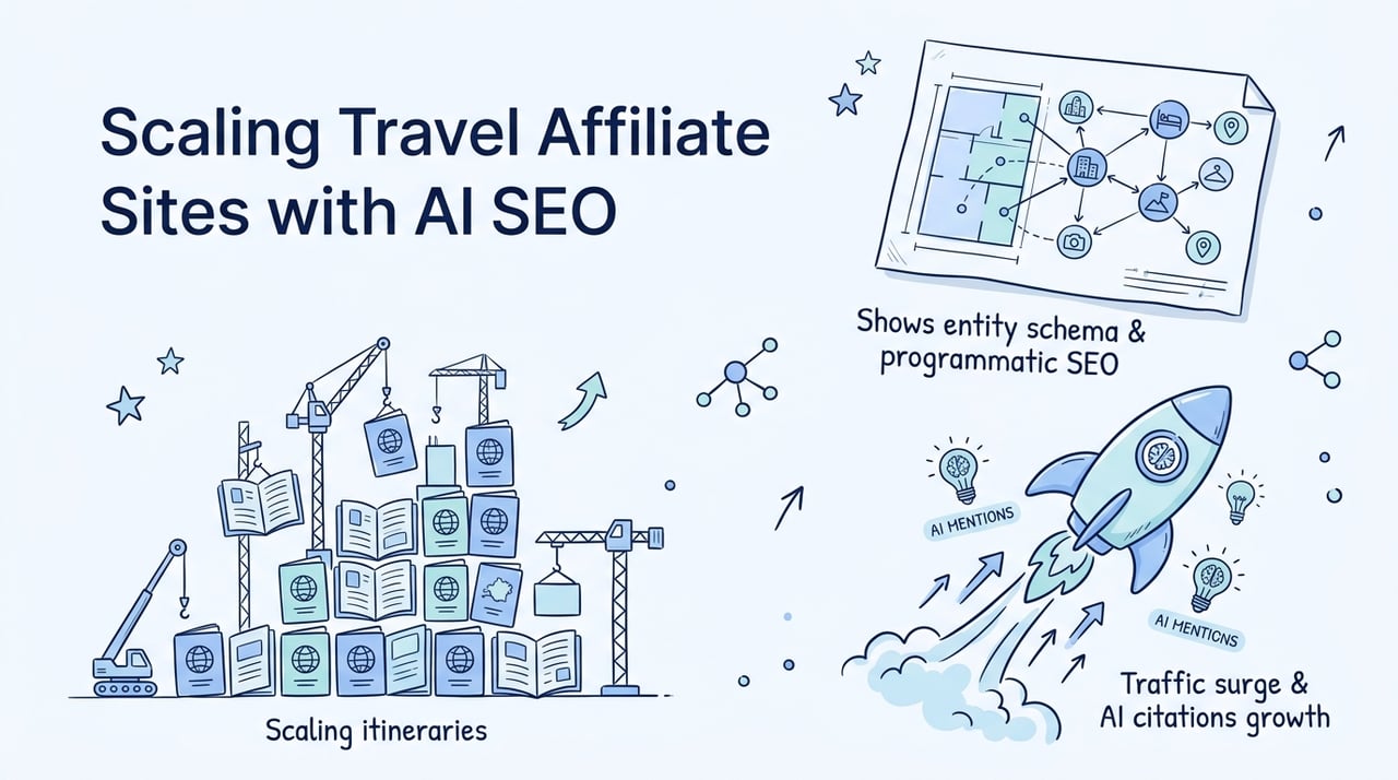 Case Study: Scaling a Travel Affiliate Site to 100+ Regional Itineraries Using AI SEO
