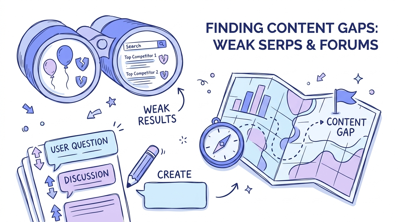 The 2026 Content Gap Analysis Workflow: Targeting Weak SERPs and Forum Results