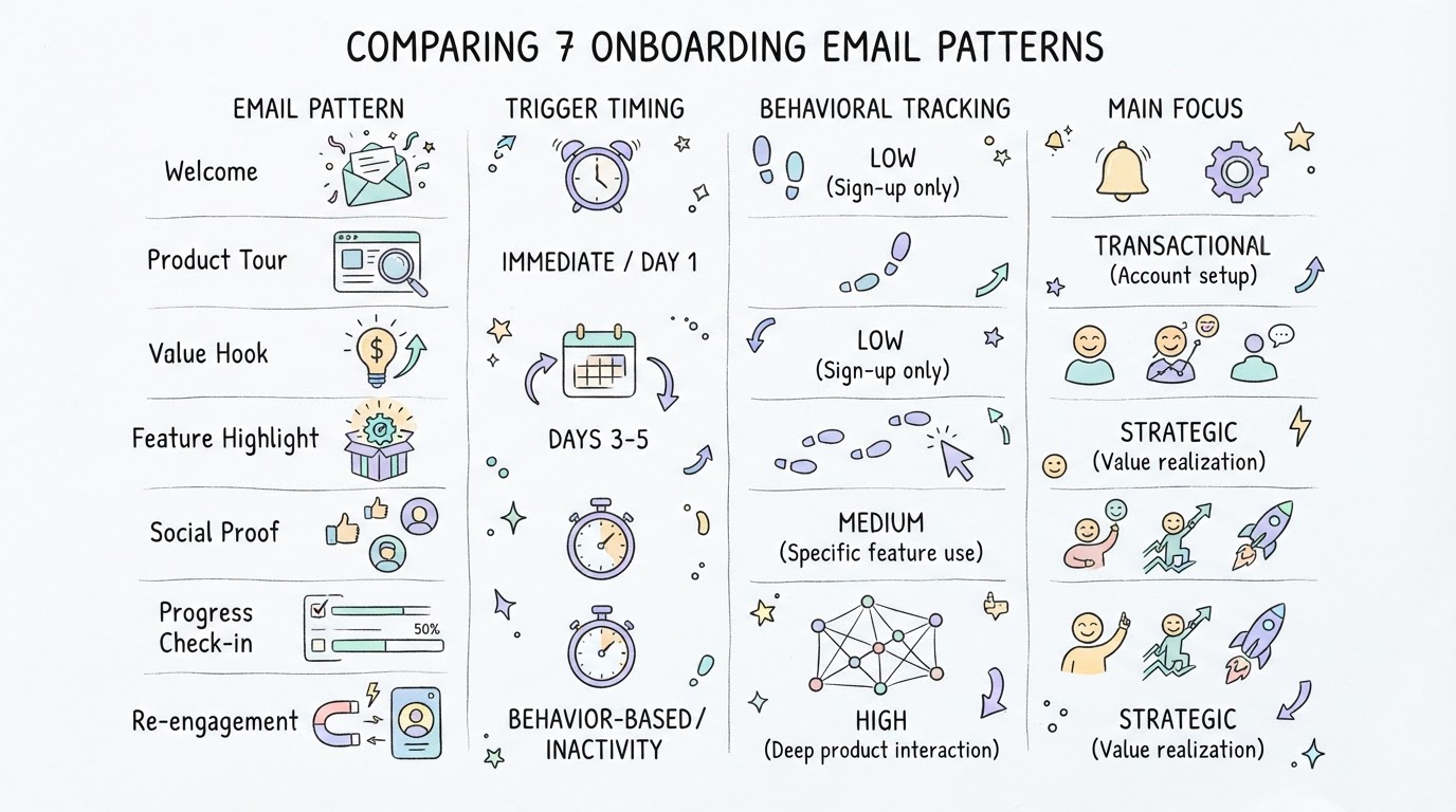 Comparing the 7 Onboarding Email Patterns