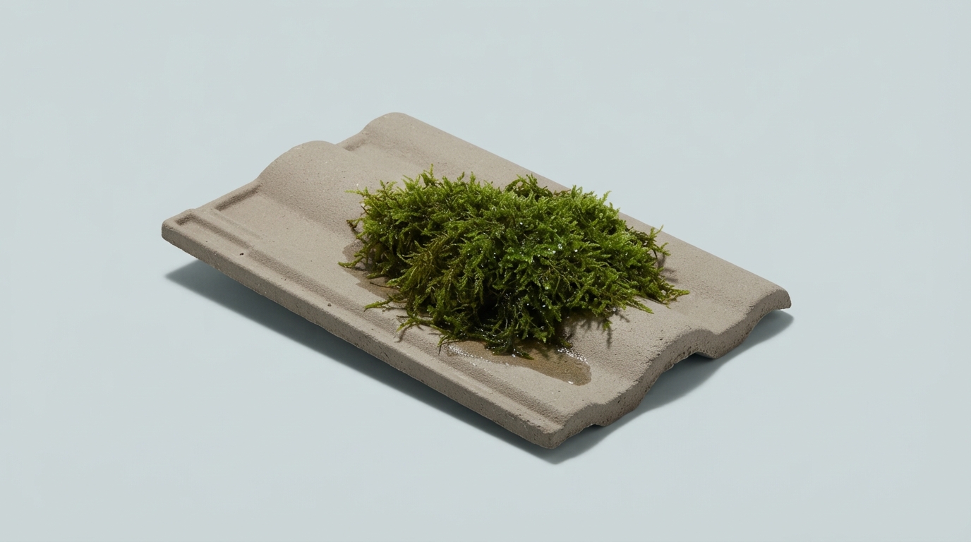 Moss Holds Water Against Tiles