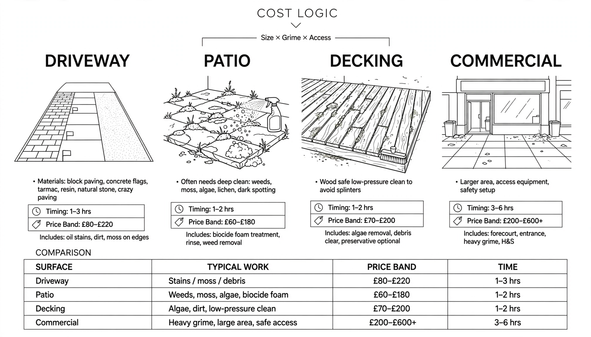 Driveway, Patio, Decking and Commercial Prices Explained